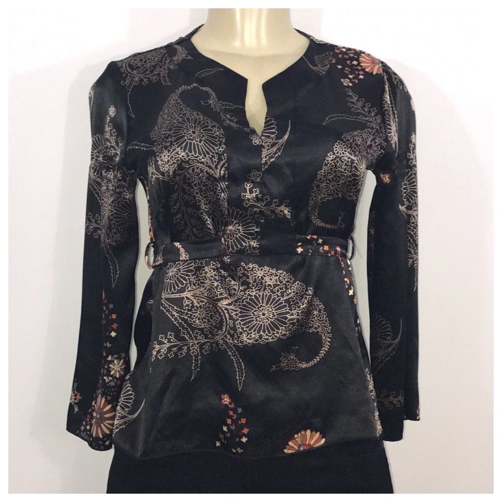 Black & Pink Floral Blouse Junior Small